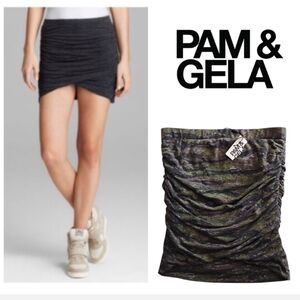 Pam & Gela Multicolor Camouflage Fringe Skirt. Size XS